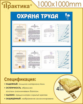 С05 Стенд охрана труда (1000х1000 мм, пластик ПВХ 3 мм, алюминиевый багет золотого цвета) - Стенды - Стенды по охране труда - Магазин охраны труда Протекторшоп